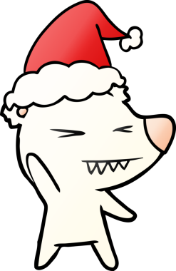 Kızgın kutup ayısı eli, bir insan tarafından çizilmiş Noel Baba şapkasının gradyan çizimi.