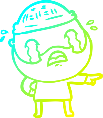 Bir insan tarafından çizilmiş ağlayan sakallı bir adamın çizdiği soğuk çizgi.