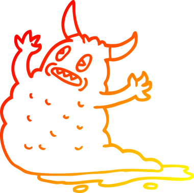 Bir insan tarafından çizilmiş karikatür iblisinin sıcak çizgi çizimi