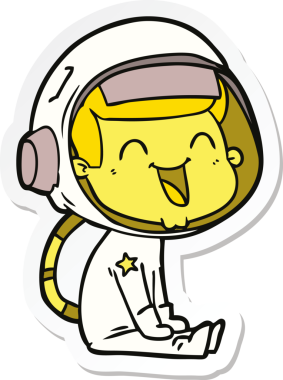 Bir insan tarafından çizilmiş mutlu bir astronotun çıkartması.