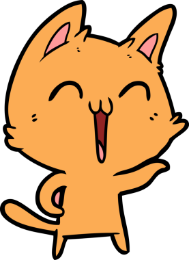 Bir insan tarafından çizilmiş mutlu çizgi film kedisi.