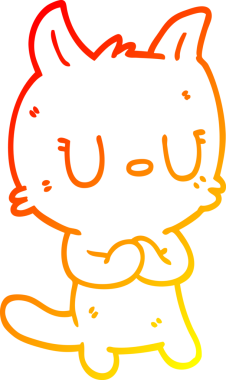 Bir insan tarafından çizilen mutlu çizgi bir kedinin sıcak gradyan çizimi