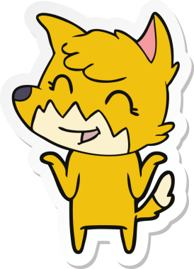 Bir insan tarafından çizilmiş mutlu bir tilkinin çıkartması.