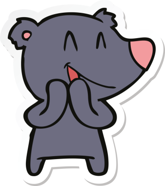 Bir insan tarafından çizilmiş, gülen ayı çizgi filminin çıkartması.