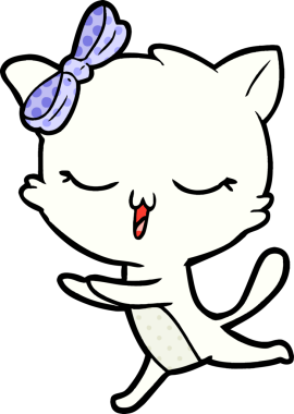 Bir insan tarafından çizilmiş kafasında yay olan çizgi film kedisi.