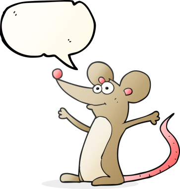 Bir insan tarafından çizilmiş serbest konuşma balonu çizgi film faresi