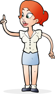 Bir insan tarafından çizilmiş harika bir fikri olan karikatür kadın.