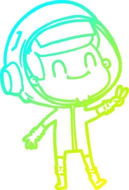 Bir insan tarafından çizilmiş mutlu bir astronotun soğuk gradyan çizimi.