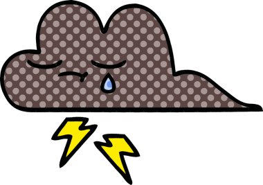 Bir insan tarafından çizilmiş bir fırtına bulutunun karikatürü.