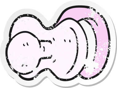 Bir insan tarafından çizilmiş bir çizgi film emziğinin gerilimli yapıştırması