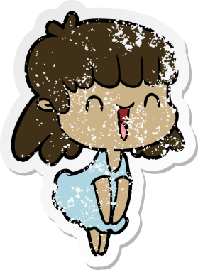 Bir insan tarafından çizilmiş karikatür bir kadının sıkıntılı çıkartması.