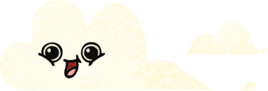 Bir insan tarafından çizilmiş bulutların retro çizim tarzı karikatürü