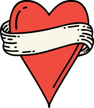 Bir insan tarafından çizilmiş geleneksel kalp ve bayrak şeklinde dövme.