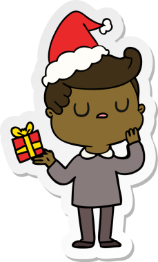 Bir insan tarafından çizilmiş Noel Baba şapkası takan bir adamın el yazısı.