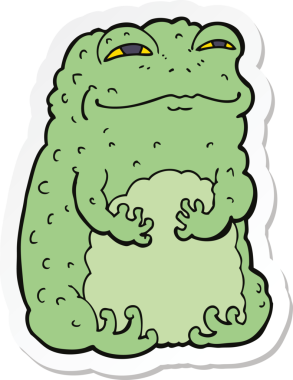 Bir insan tarafından çizilmiş kendini beğenmiş bir kurbağanın çıkartması.