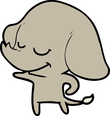 Bir insan tarafından çizilmiş gülümseyen bir fil.