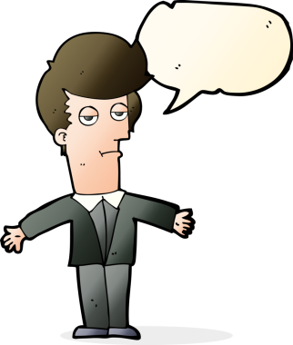 Bir insan tarafından çizilmiş konuşma balonuyla sıkılmış bir adam.