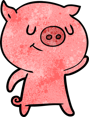 Bir insan tarafından çizilmiş mutlu çizgi film domuzu.