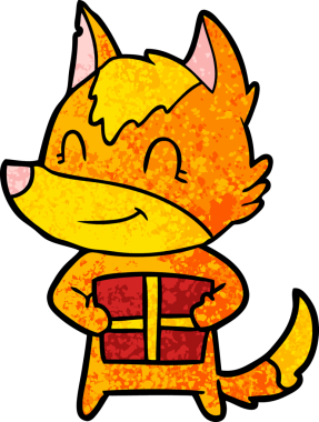 Bir insan tarafından çizilmiş tilki çizgi film karakteri.