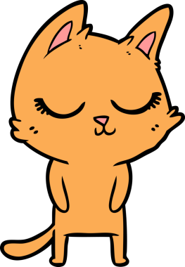 Bir insan tarafından çizilmiş sakin çizgi film kedisi.