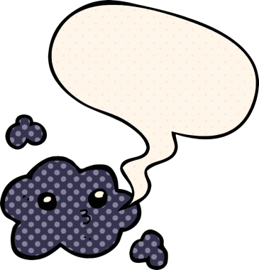 Bir insan tarafından çizilmiş çizgi roman tarzında konuşma baloncuğu olan şirin bir çizgi film bulutu.