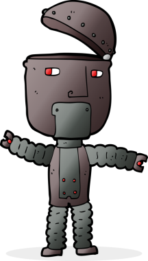 Bir insan tarafından çizilmiş çizgi film robotu