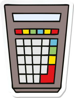 Bir insan tarafından çizilmiş garip bir el çizimi hesap makinesinin çıkartması.