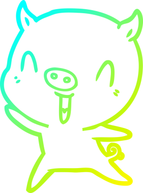 Bir insan tarafından çizilmiş mutlu çizgi film domuzu çizimi.