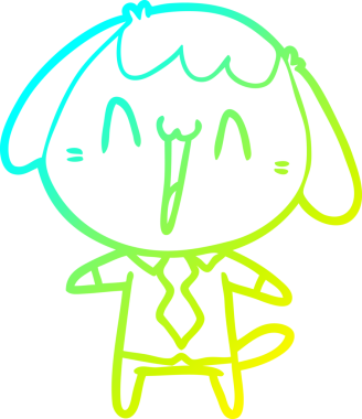 Bir insan tarafından çizilmiş şirin bir çizgi köpeğin soğuk gradyan çizgisi.