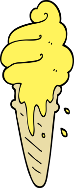 Bir insan tarafından çizilmiş karalama tarzı dondurma külahı.