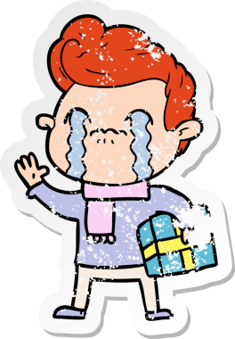 Bir insan tarafından çizilmiş ağlayan bir karikatürcünün sıkıntılı çıkartması.