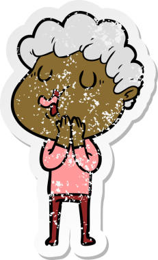 Bir insan tarafından çizilmiş bir çizgi film karakterinin sıkıntılı çıkartması.