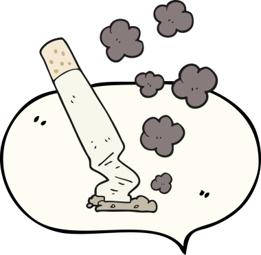 Bir insan tarafından çizilmiş serbest konuşma balonu çizgi filmi sigarası.