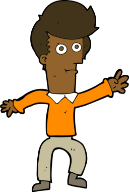 Bir insan tarafından çizilen çizgi film adamı.