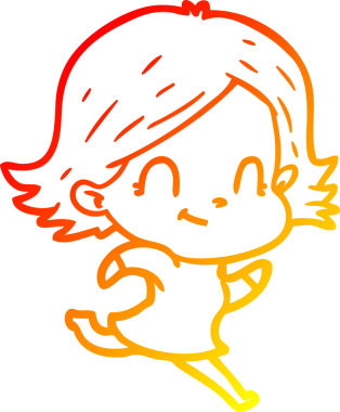 Bir insan tarafından çizilmiş, karikatür dostu bir kız çizimi.