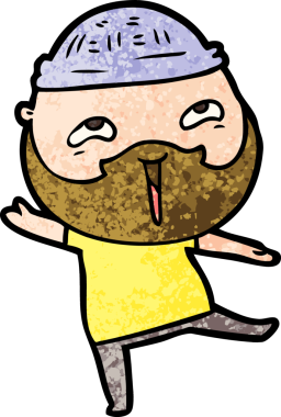 Bir insan tarafından çizilmiş mutlu sakallı bir adam.