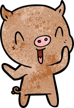 Bir insan tarafından çizilmiş mutlu çizgi film domuzu.