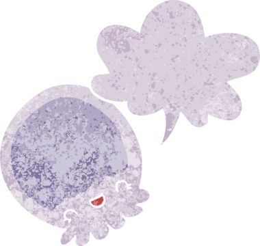 grunge içinde konuşma balonu olan karikatür denizanası bir insan tarafından çizilmiş tedirgin geçmiş dokuma tarzı