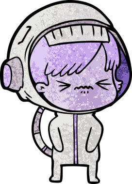 Bir insan tarafından çizilmiş astronot kadın.