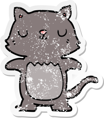 Bir insan tarafından çizilmiş karikatür bir kedinin sıkıntılı çıkartması.