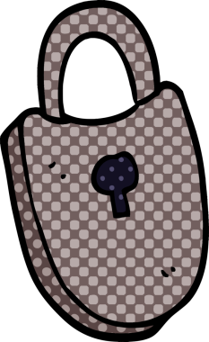 Bir insan tarafından çizilmiş karikatür kilitlenmiş asma kilit