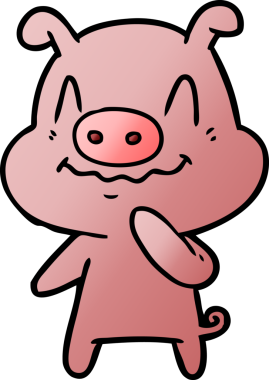 Bir insan tarafından çizilmiş sinirli çizgi film domuzu.