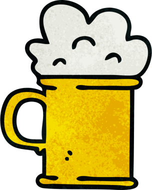 Bir insan tarafından çizilmiş garip bir bira karikatürü.