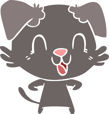 Bir insan tarafından çizilmiş düz renkli çizgi film köpeği.