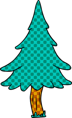 Bir insan tarafından çizilmiş ağaçlık çam ağaçlarının karalamaları.