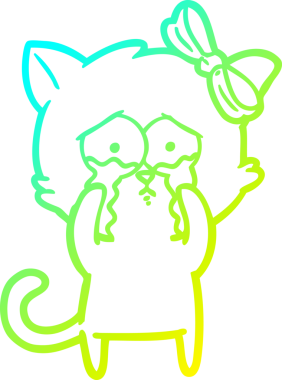 Bir insan tarafından çizilen çizgi film kedisinin soğuk gradyan çizgisi.