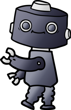 Bir insan tarafından çizilmiş çizgi film robotu