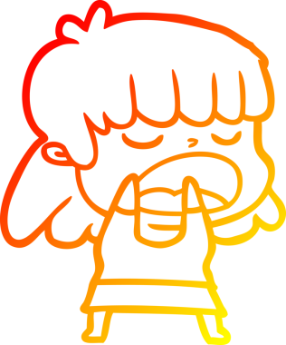 Bir insan tarafından yüksek sesle çizilmiş bir çizgi film kadını çizimi.