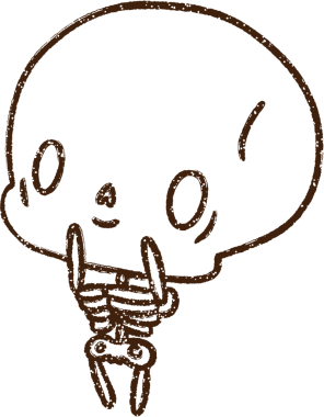 Bir insan tarafından çizilmiş şirin İskelet Kömür Çizimi