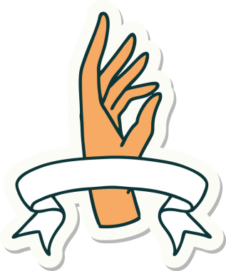 Bir insan tarafından çizilmiş el pankartıyla dövme stili çıkartması